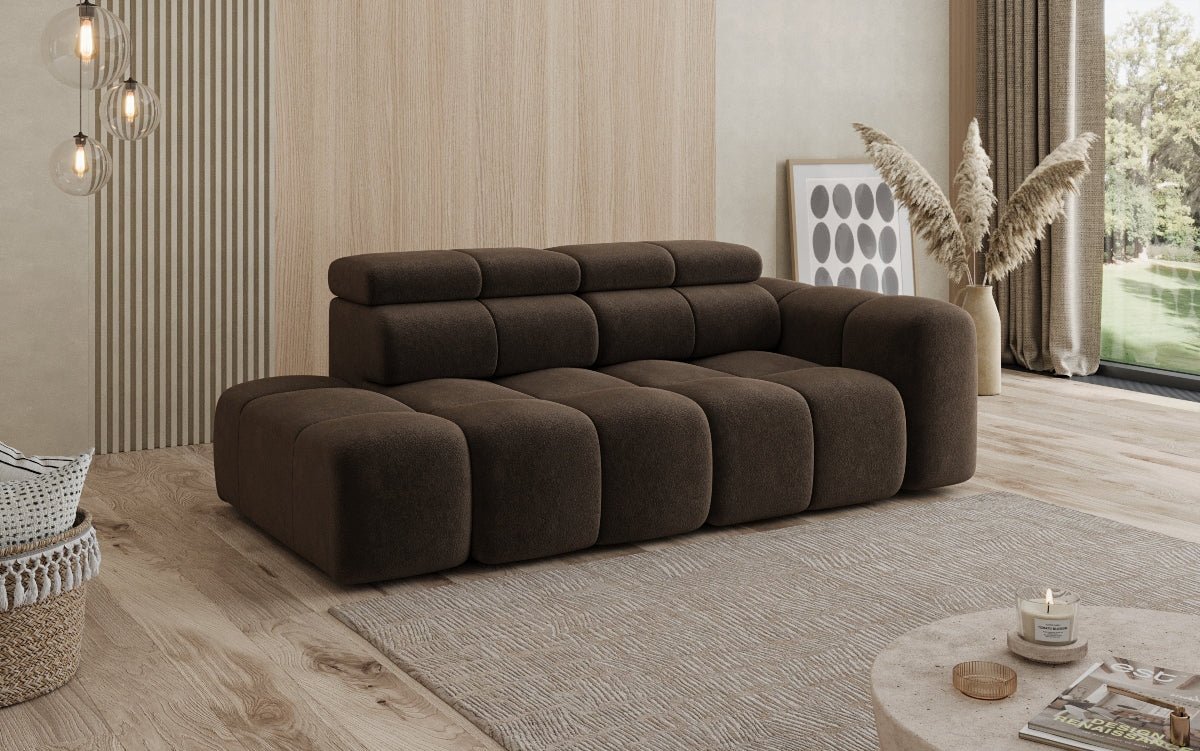 Designer Sofa 3-Sitzer mit Chaise Longue Mia in Chenille