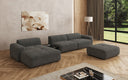 Designer Ecksofa Calm mit Beistellhocker und Beistelltisch in Bouclé
