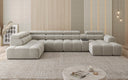 Designer Sofa Wohnlandschaft Mia mit elektrischer Sitzerweiterung in Chenille