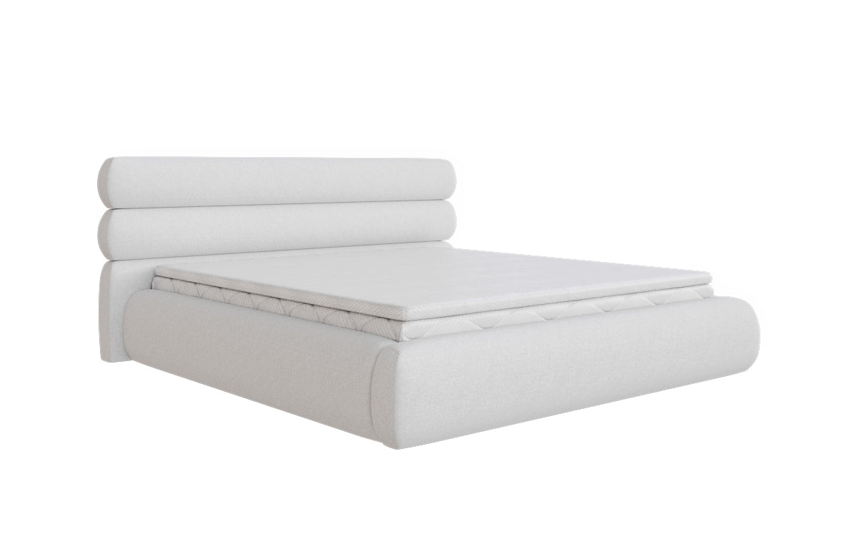 Designer Polsterbett Joline in Strukturstoff mit Stauraum