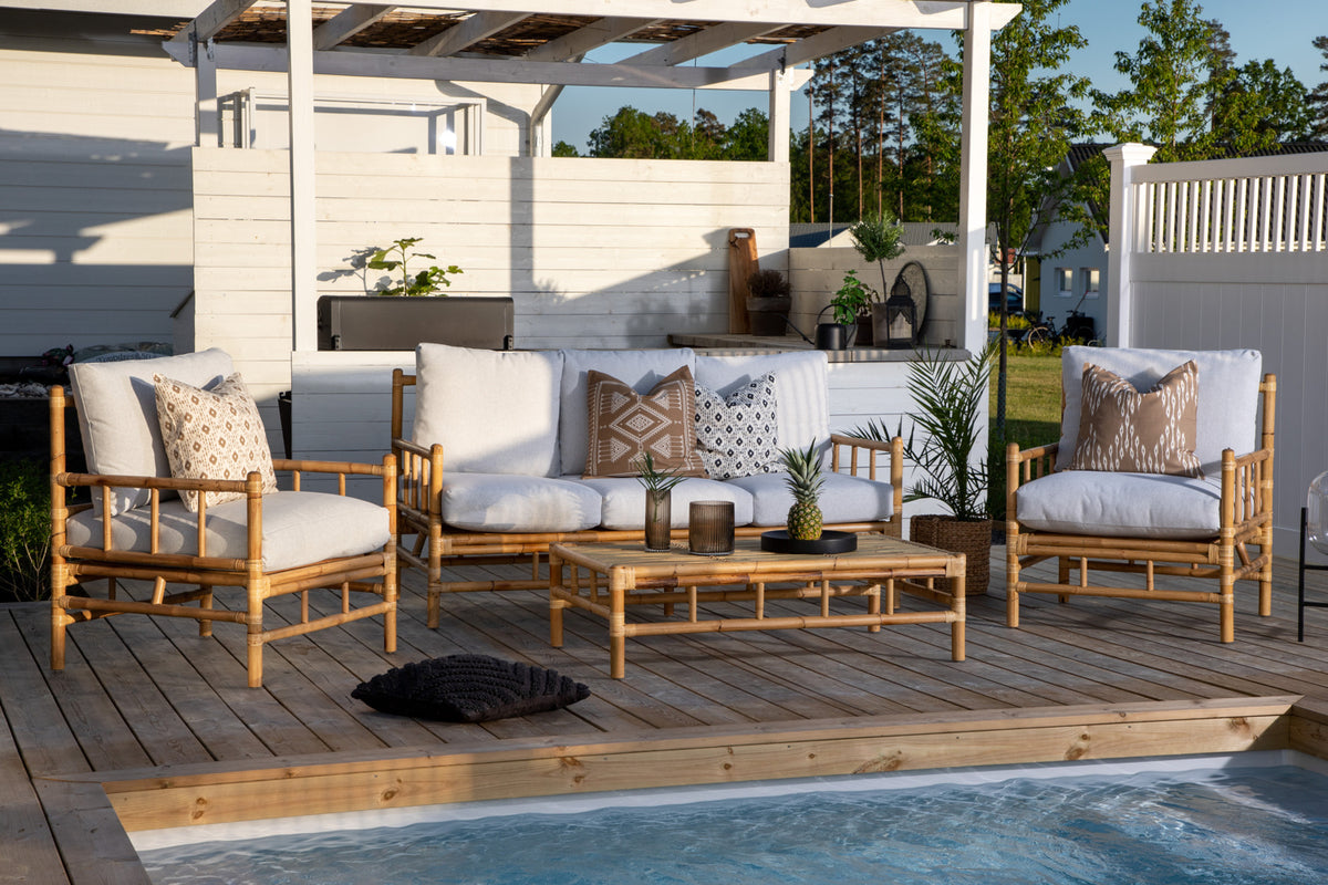 Garten Couchtisch Zypern -  Aus Rattan und Bambus in Natur-Optik