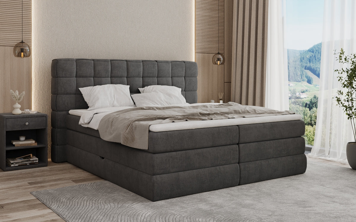 Boxspringbett Trama mit Stauraum in Samt