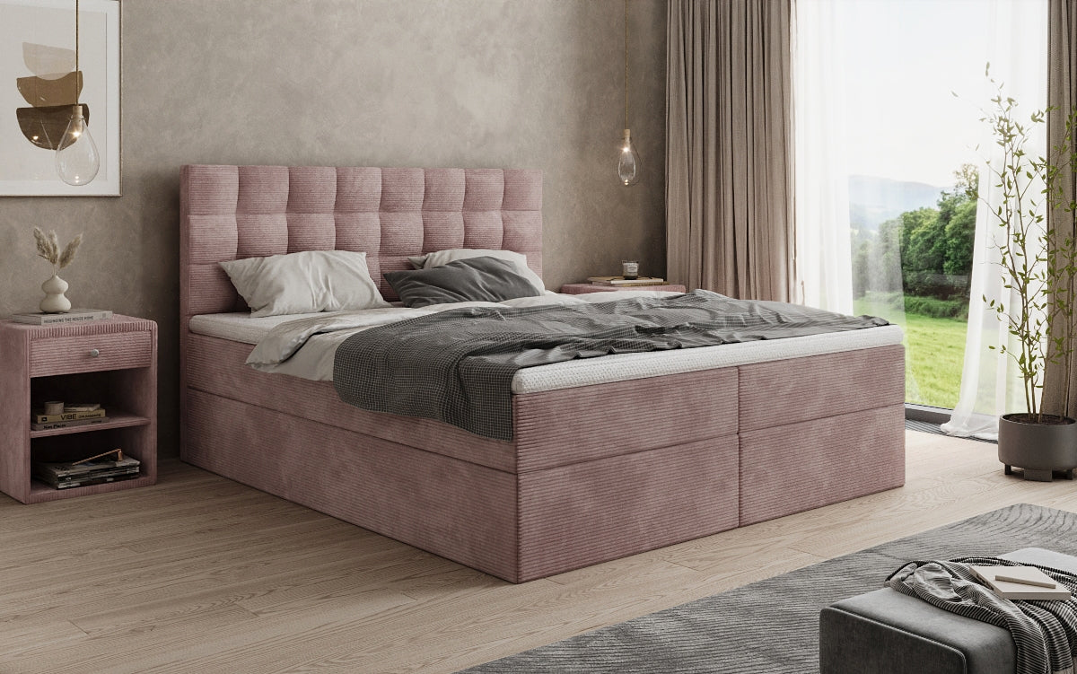 Boxspringbett Como in Cord mit Stauraum