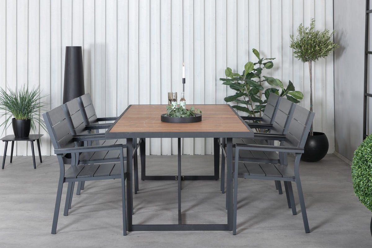 Gartentisch Tunda - ein rechteckiger Esstisch aus natürlichem Akazienholz und hochwertigem Stahl