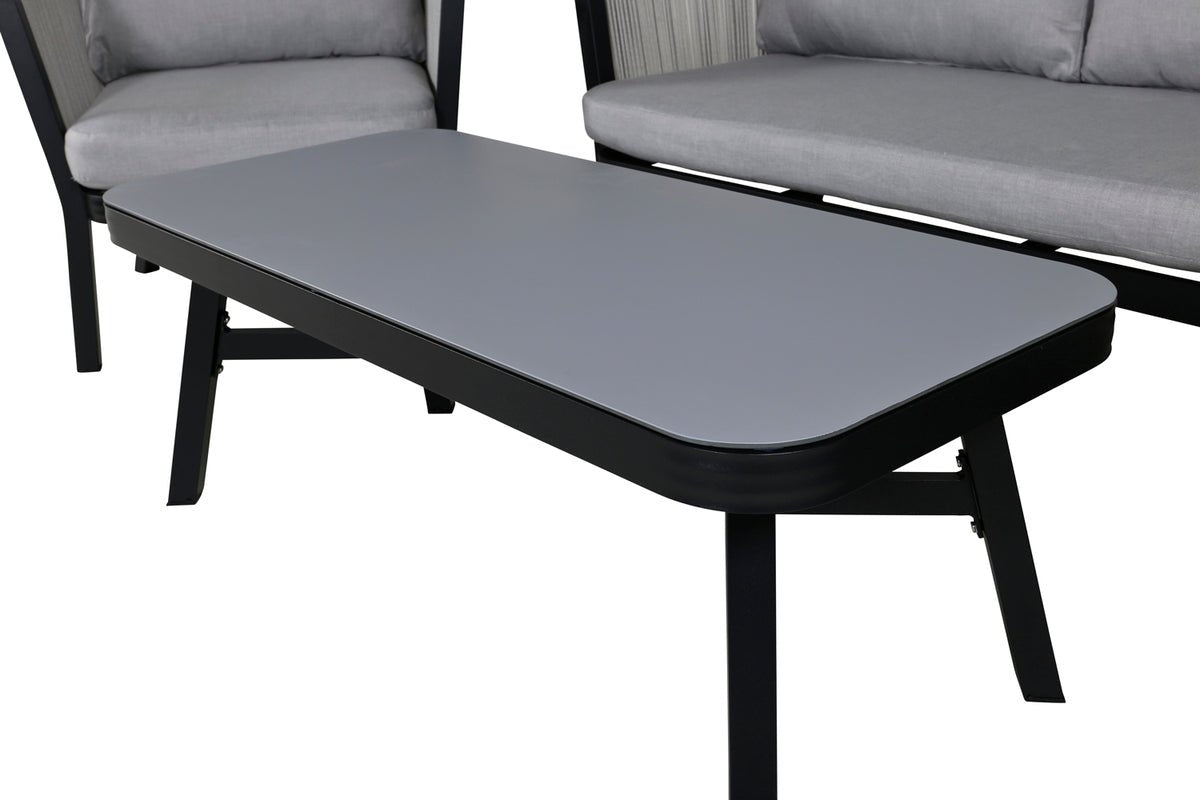 Garten Loungeset Mira – 4-teiliges Set mit grauer Glasplatte