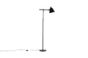 Stehlampe Grimming – ruhige schwarze Klarheit mit Holzdetails