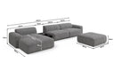 Designer Ecksofa Calm mit Beistellhocker und Beistelltisch in Bouclé