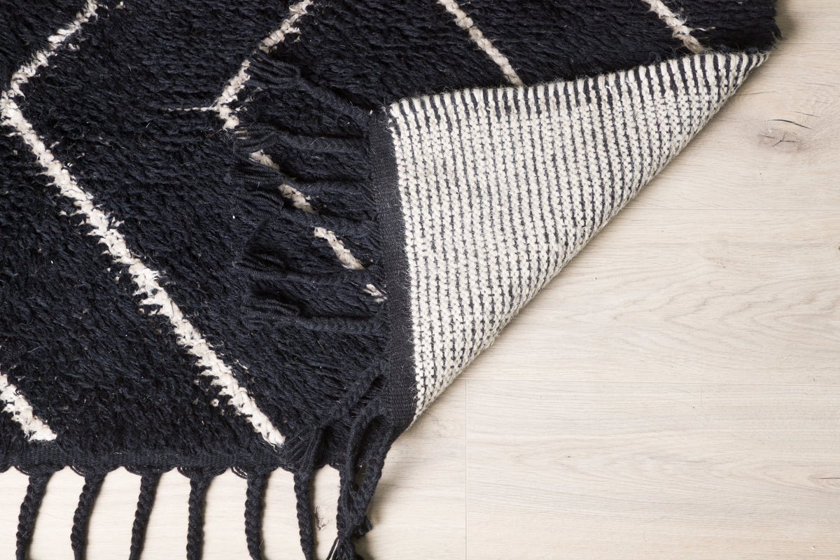 Teppich Hanna – Hochflor mit Karomuster aus Wolle