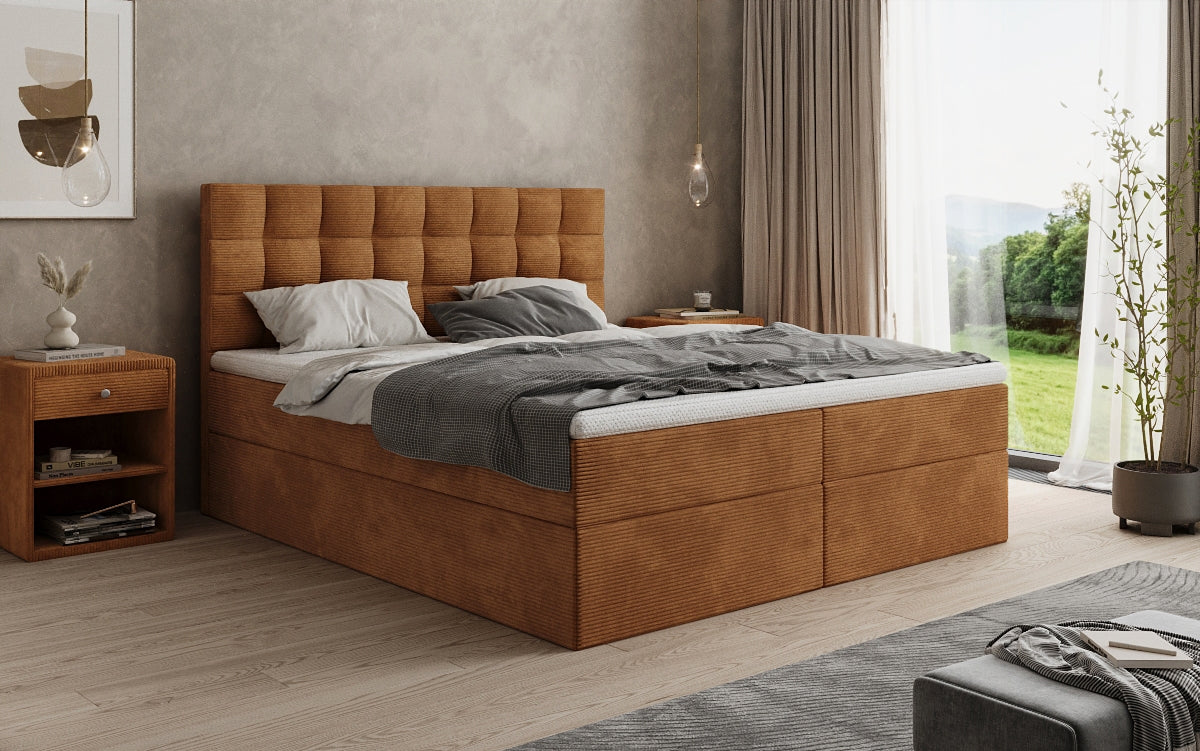 Boxspringbett Como in Cord mit Stauraum