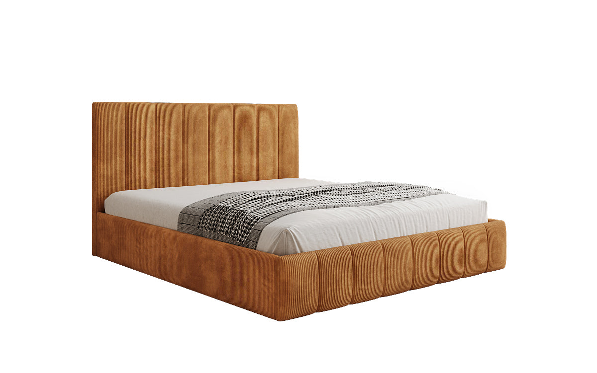 Designer Polsterbett Mila in Cord mit Stauraum