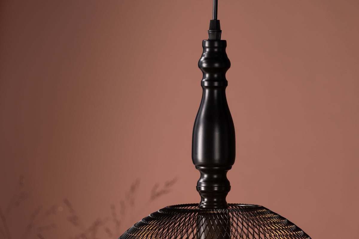 Pendelleuchte „Windhoek" – Runder Lampenschirm mit Netzmuster für sanfte Lichtdämpfung