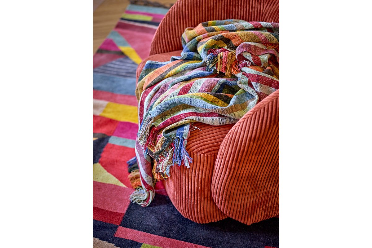 Überwurfdecke Tahi  - Bunt, aus recycelter Baumwolle