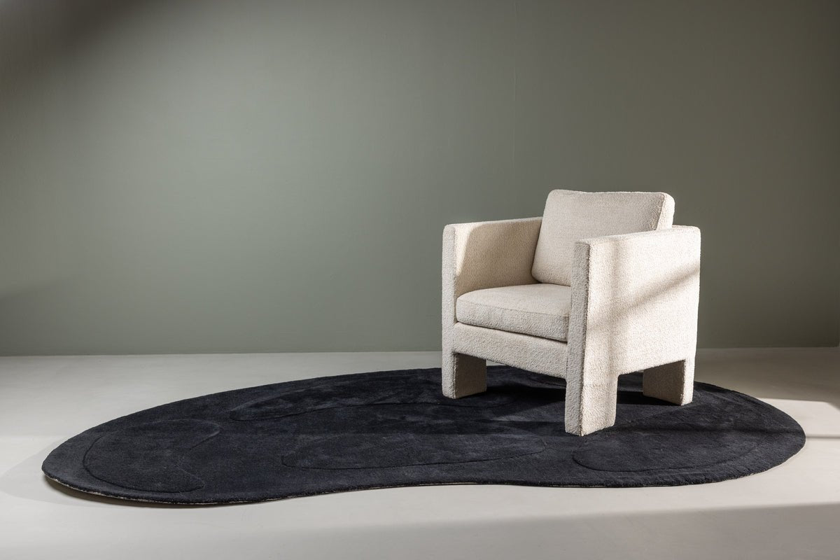 Teppich Caelen – ovale Form in Schwarz & Weiß aus Baumwolle