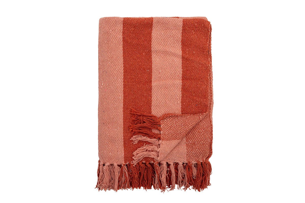 Überwurfdecke Niam - Orange, aus recycelter Baumwolle
