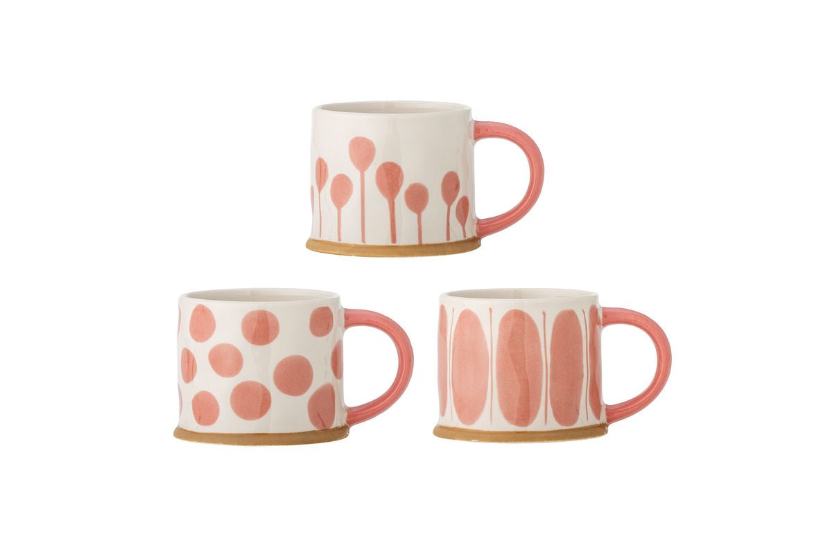 Becher-Set „Linora“ – Roséfarbenes Steingut (3-teilig)