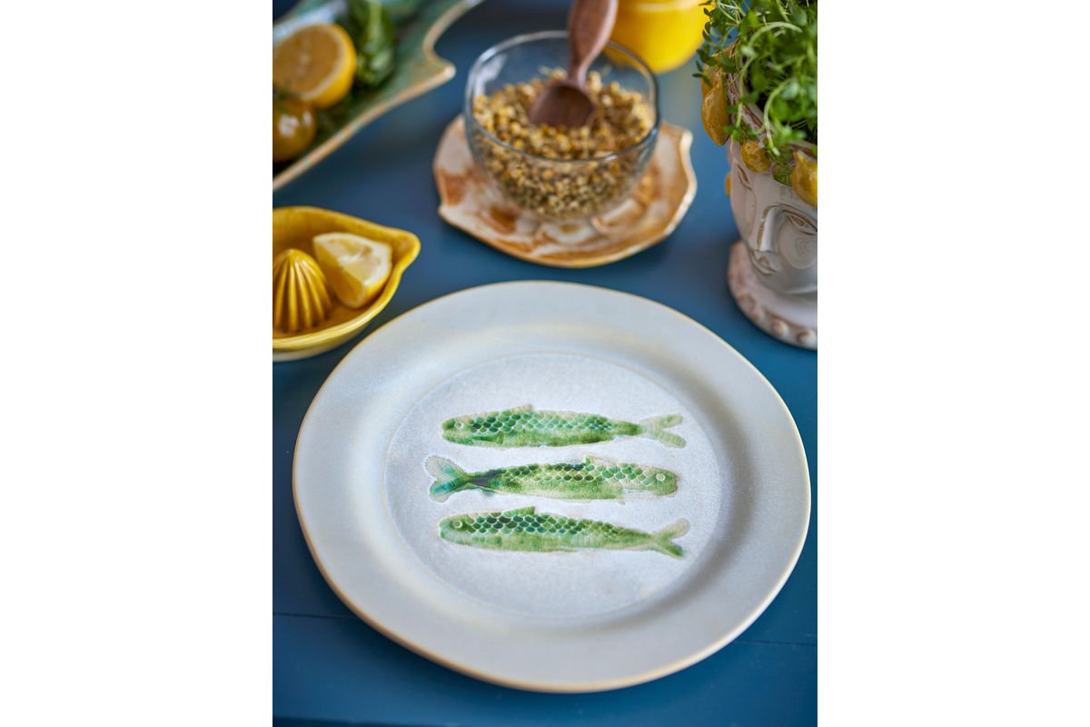 Teller Havik - aus Steingut gefertigt - Fischmotiv 4er Set