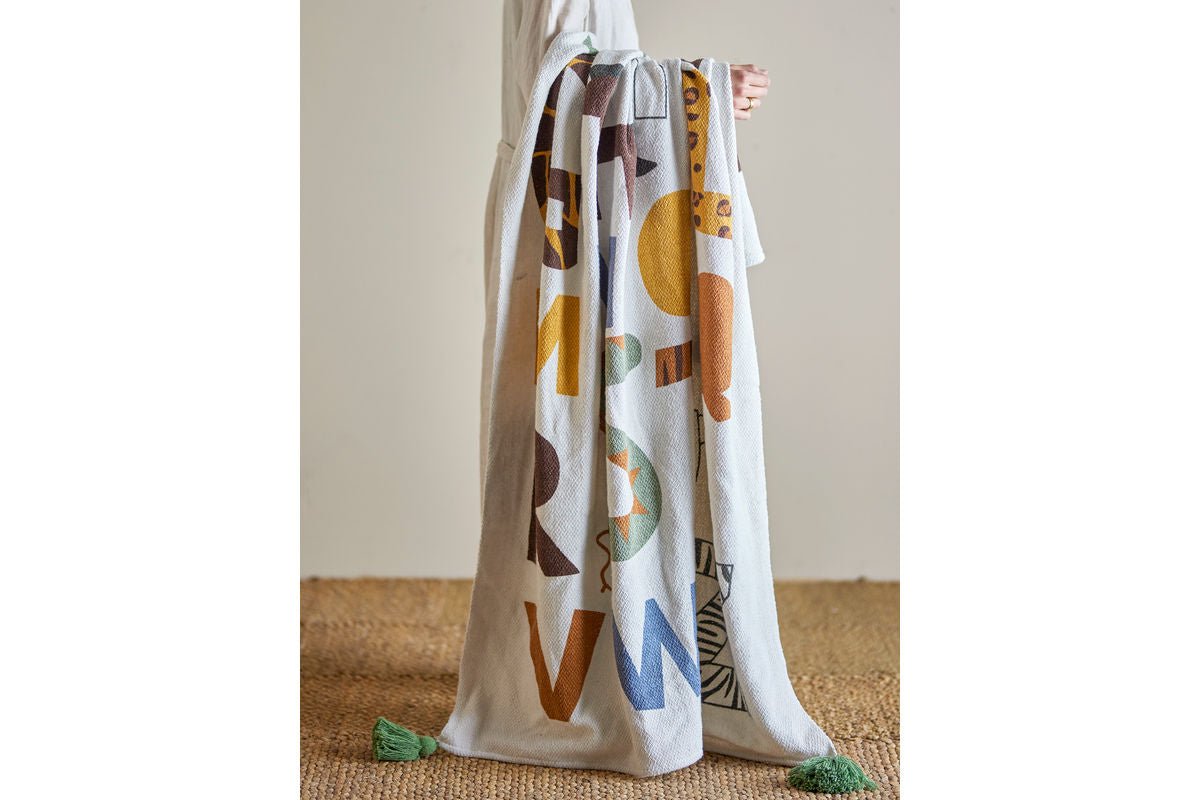 Überwurfdecke Momo - Bunt, aus recycelter Baumwolle