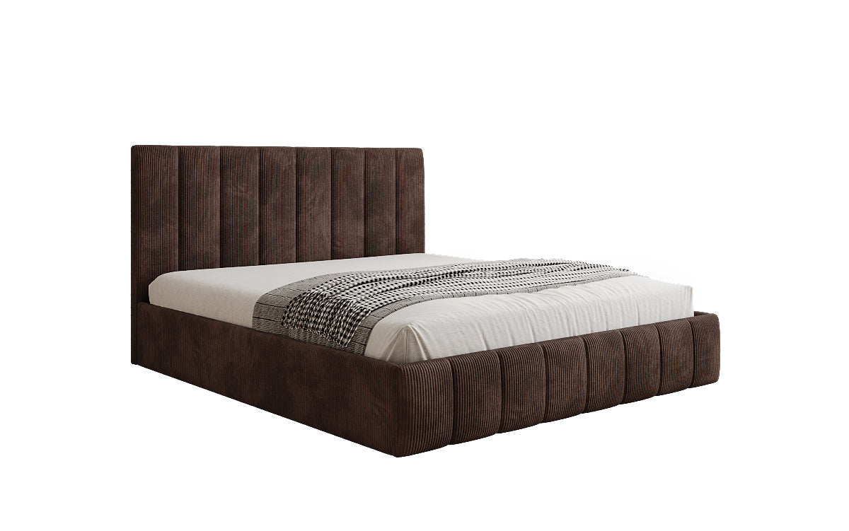 Designer Polsterbett Mila in Cord mit Stauraum
