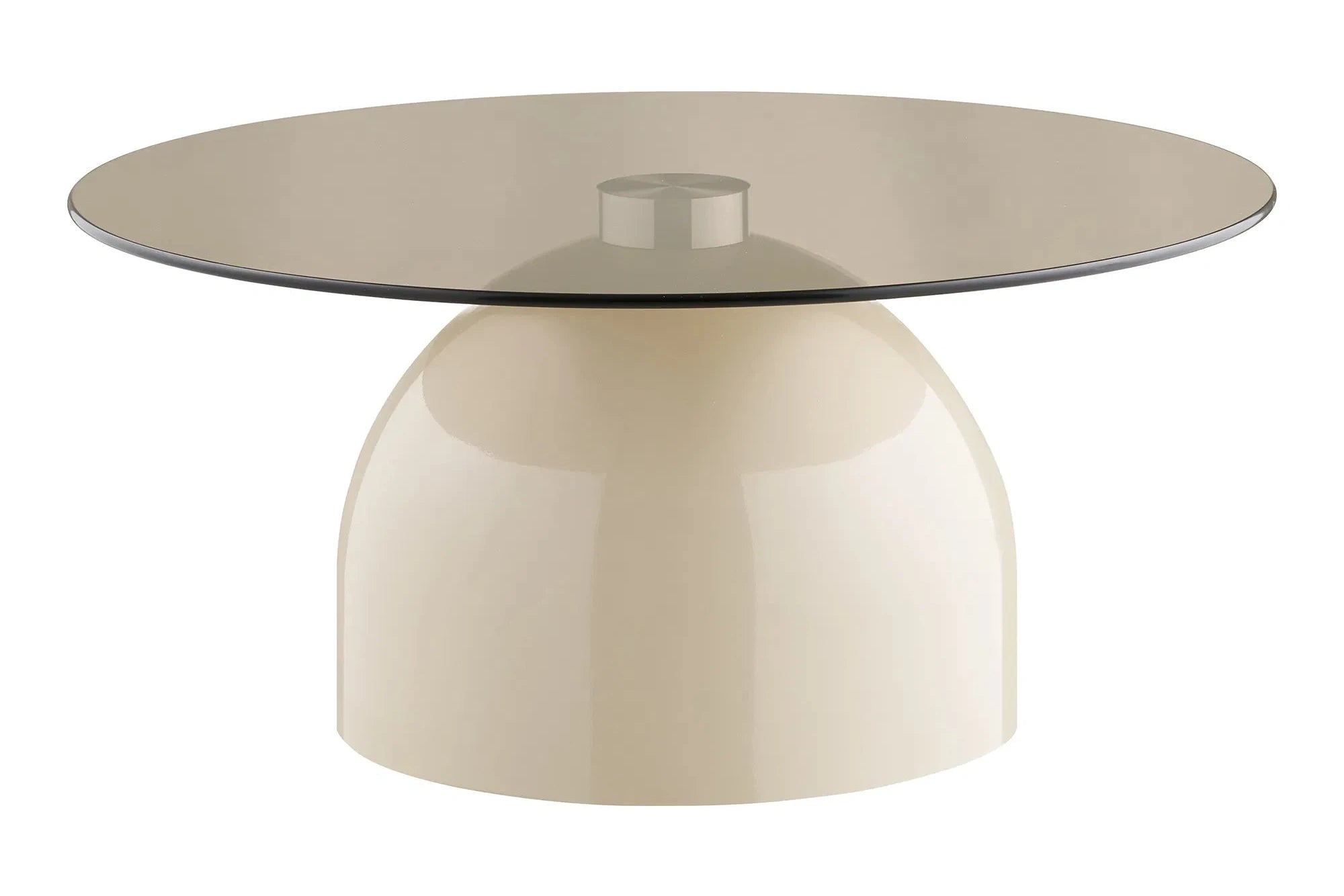 Couchtisch Solvaira – mit runder Glasplatte und skulpturalem Metallfuß