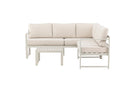 Garten Loungeset Nadi – 3-teilig mit Tisch in Beige aus Aluminium & Polyester