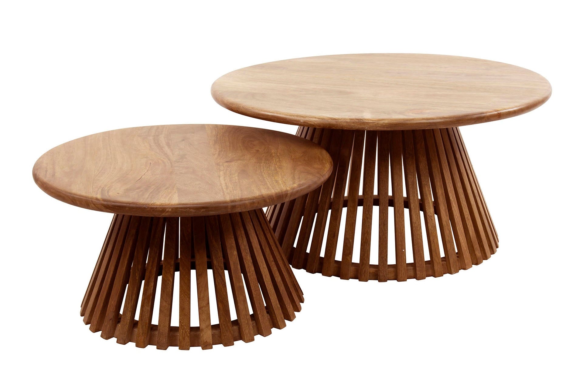 Couchtisch Savira - 2er Set aus Mangoholz mit konischem Tischfuß