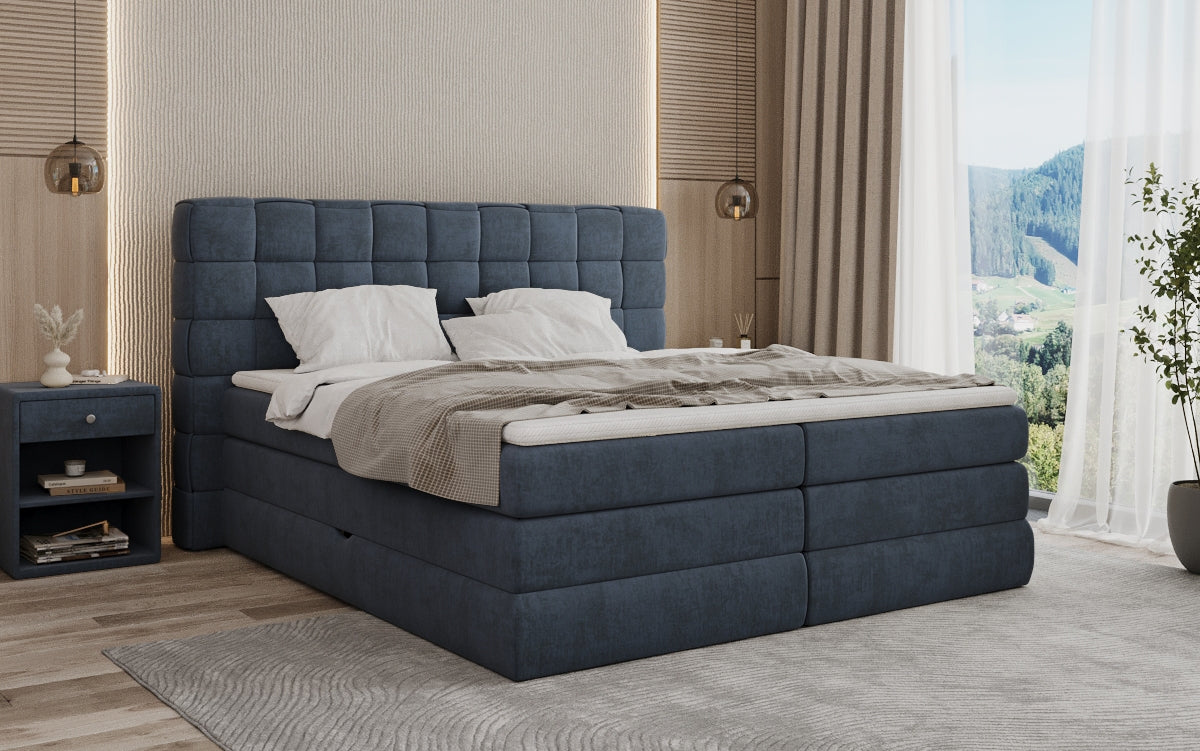 Boxspringbett Trama mit Stauraum in Samt