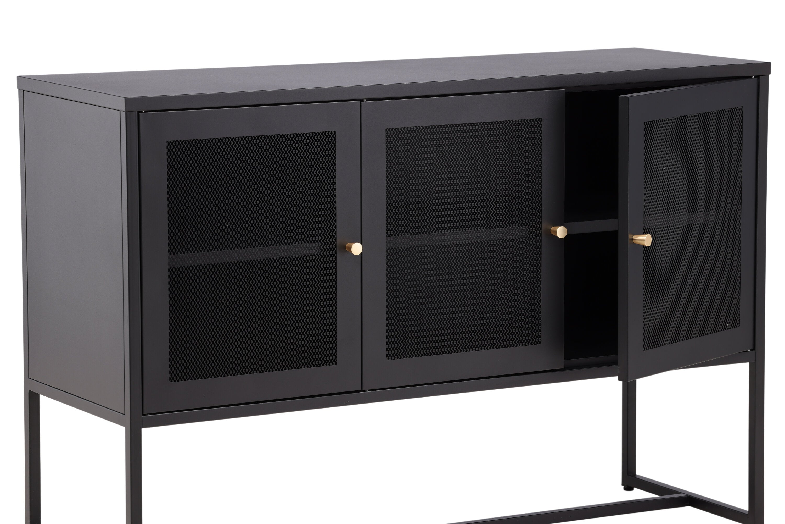 Kommode Malla - mit feinmaschigen Türen in Schwarz