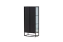 Vitrine Leonie - in Schwarz mit Wellenglas-Optik