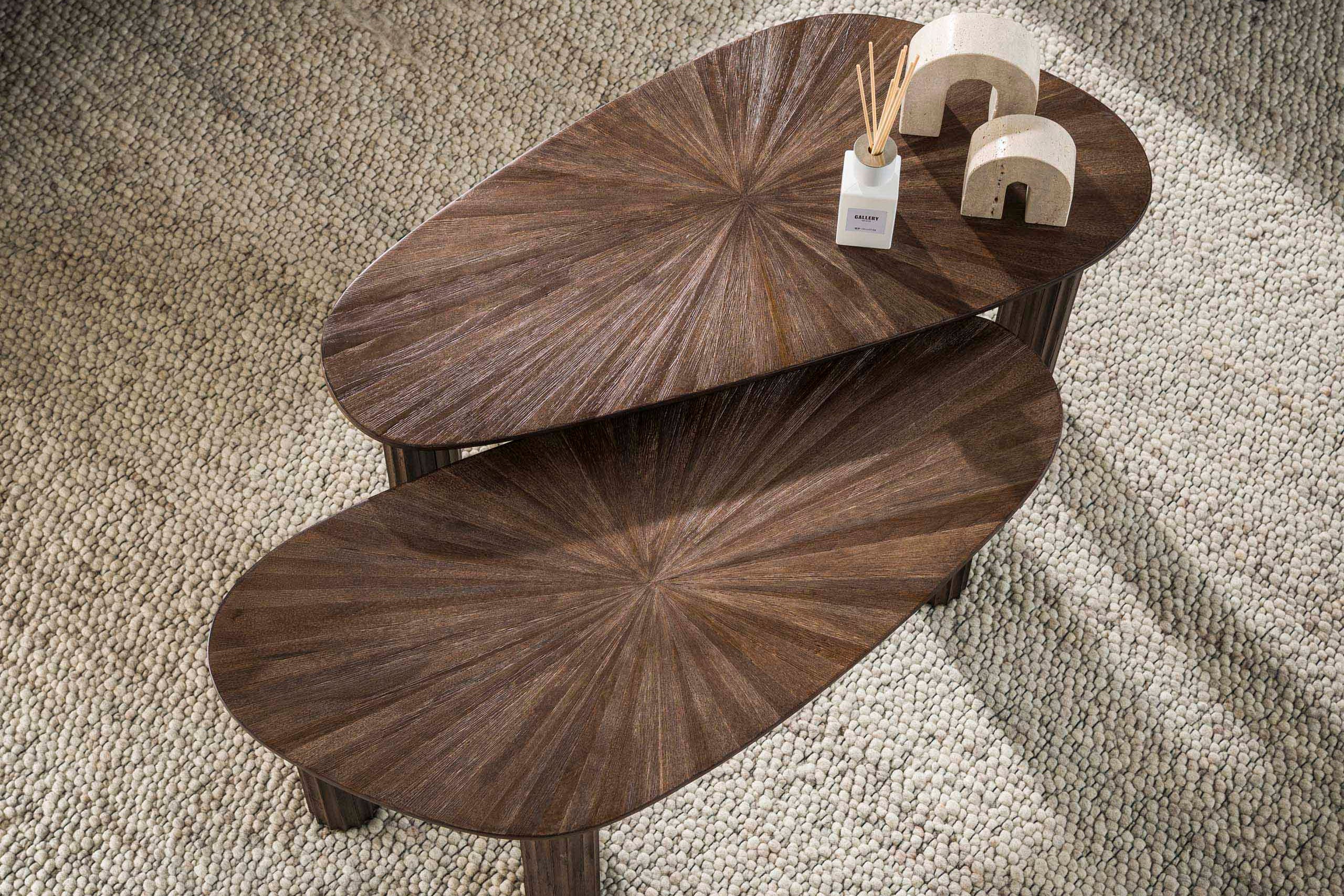 Couchtisch Dunara - 2er Set aus hochwertigem Teakholz in dunkelbraun