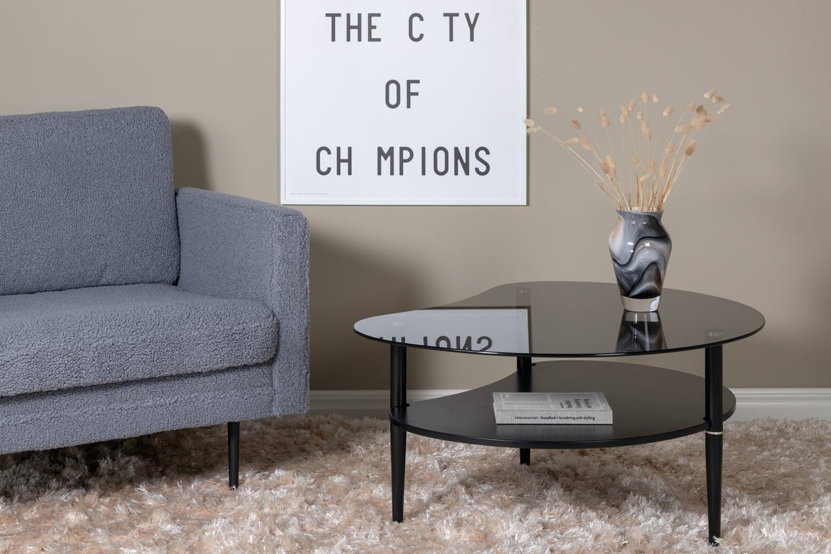 Couchtisch Amila - mit schwarzer Glasplatte