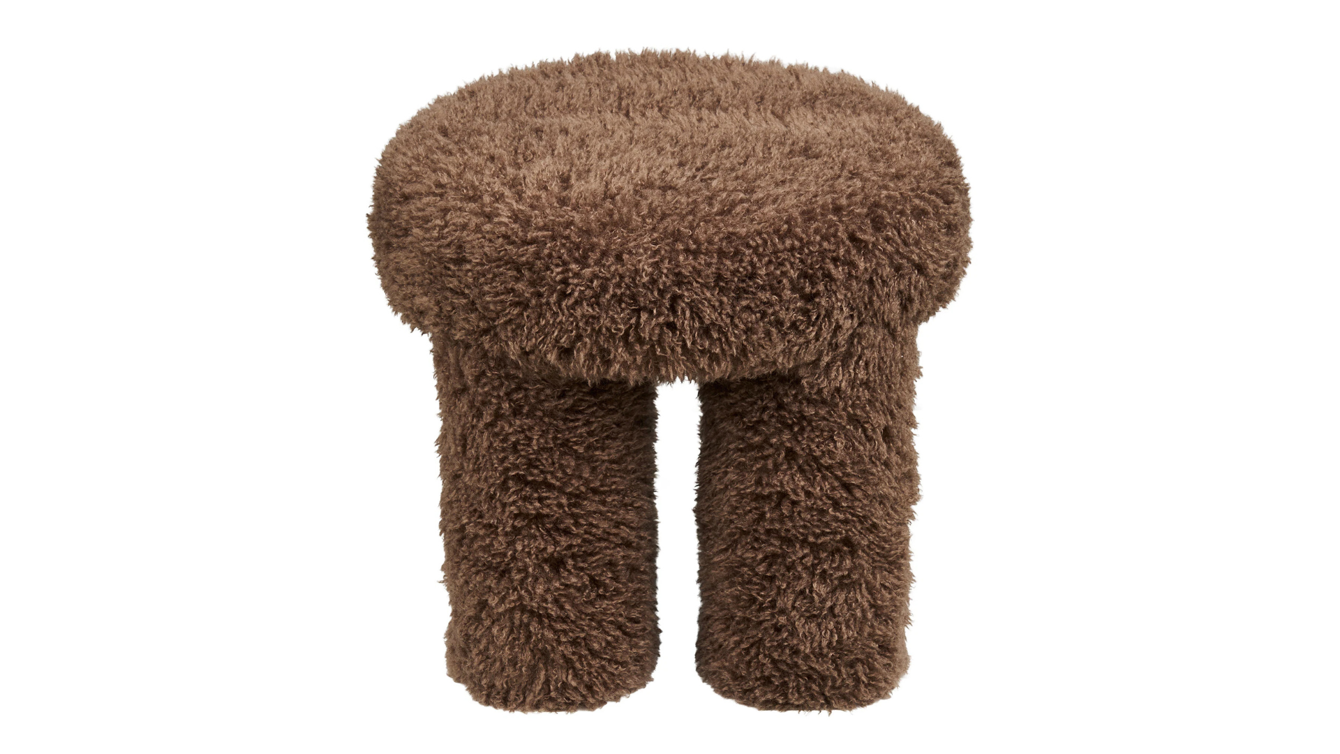 Beistellhocker Gibson - mit braunem Teddy-Polyester