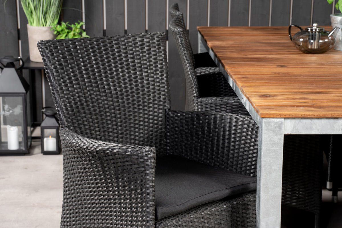 2er Set - Gartenstuhl Caro aus Rattan in Schwarz