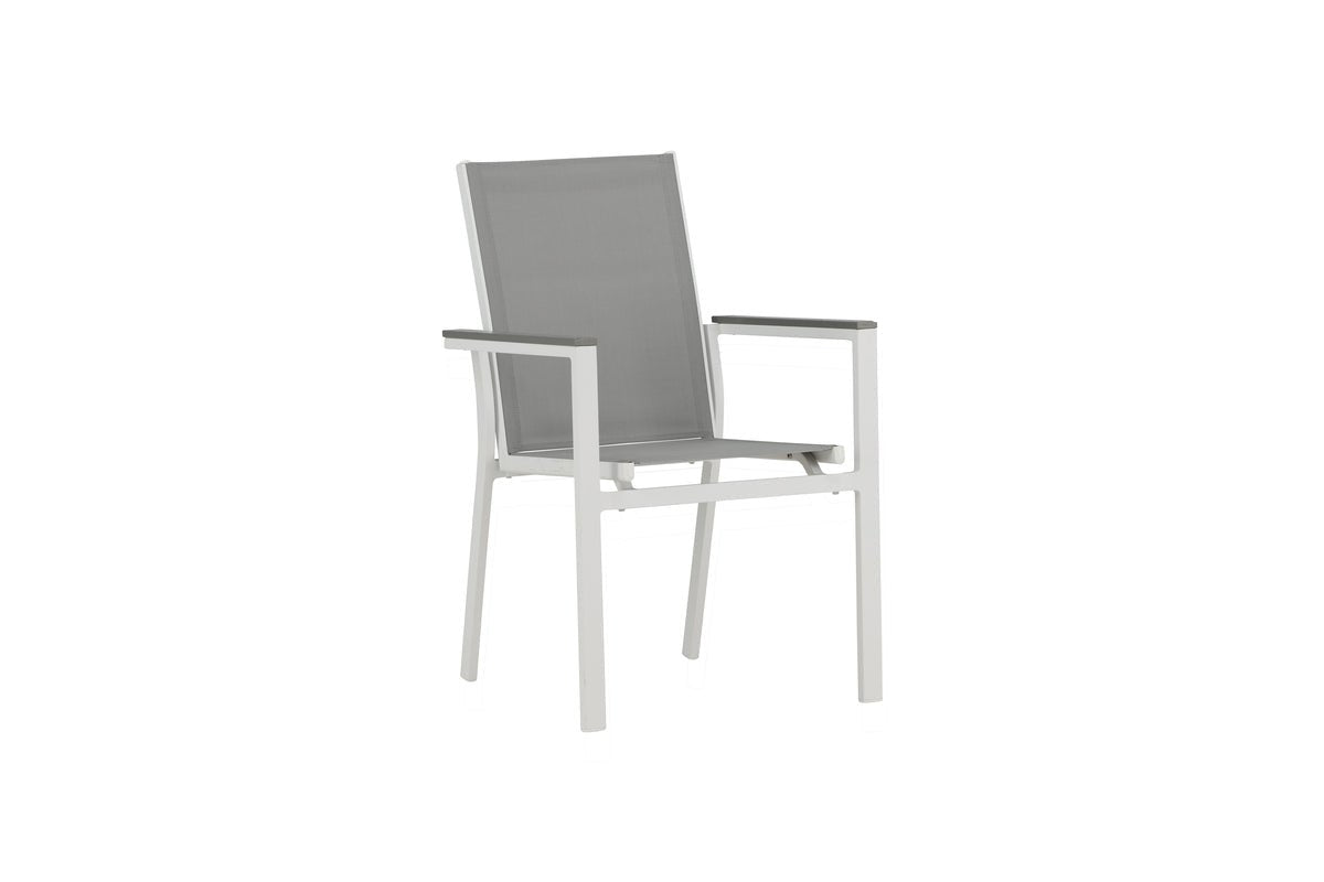 2er Set Gartenstuhl Ina - ein weiß-grauer Stuhl aus Aluminium und Textilene