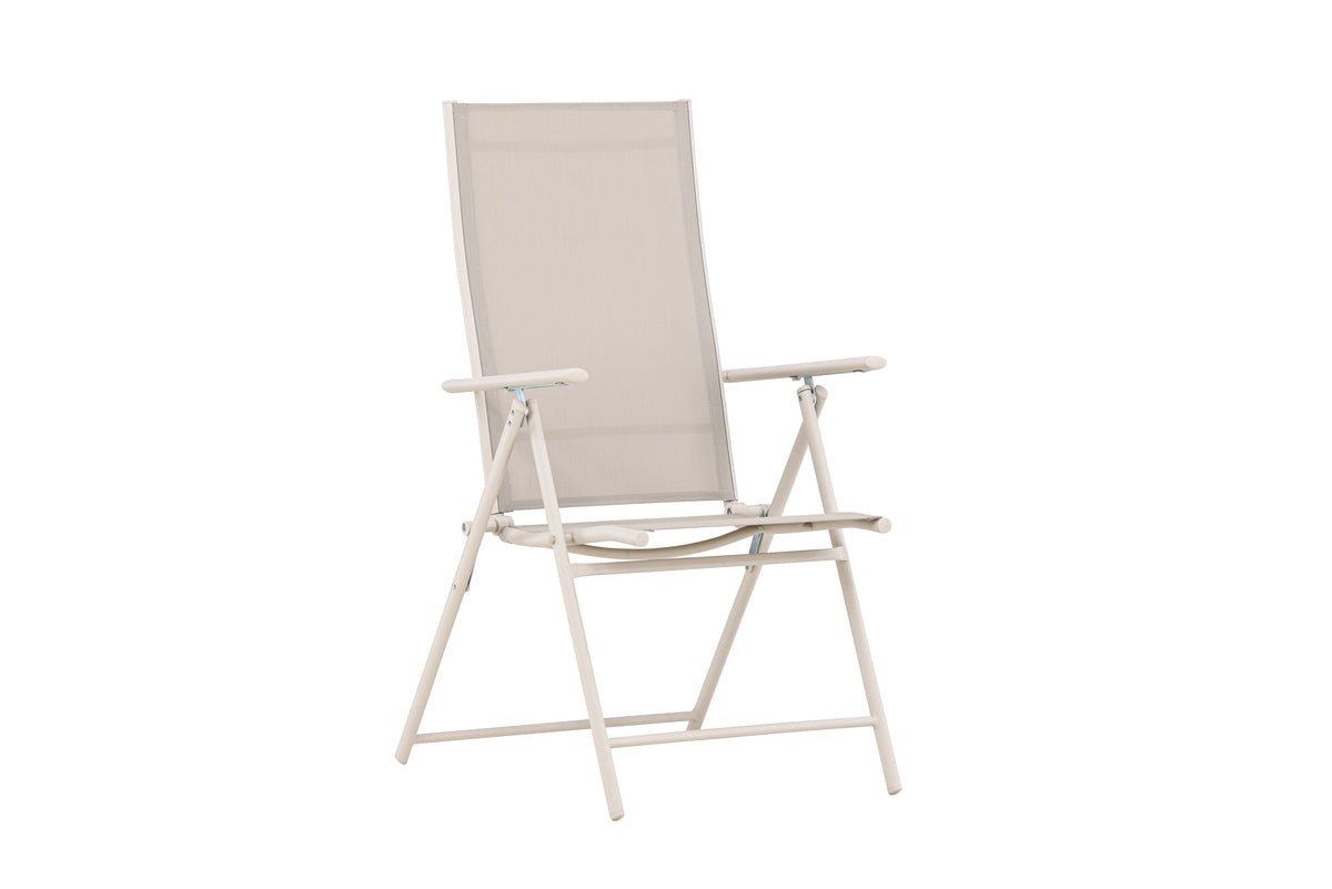 2er Set Gartenstuhl Miro - klappbarer Stuhl in Beige oder Schwarz aus Stahl und Textilene
