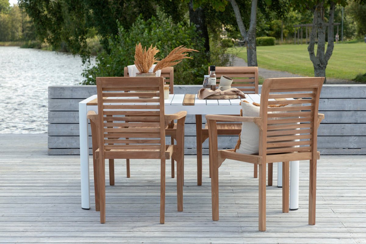 2er Set Gartenstuhl Tansania - aus massivem, poliertem Teakholz