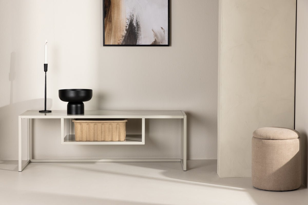 Designer TV-Lowboard Arvigo – Beige/Schwarz, Matt, aus Stahl