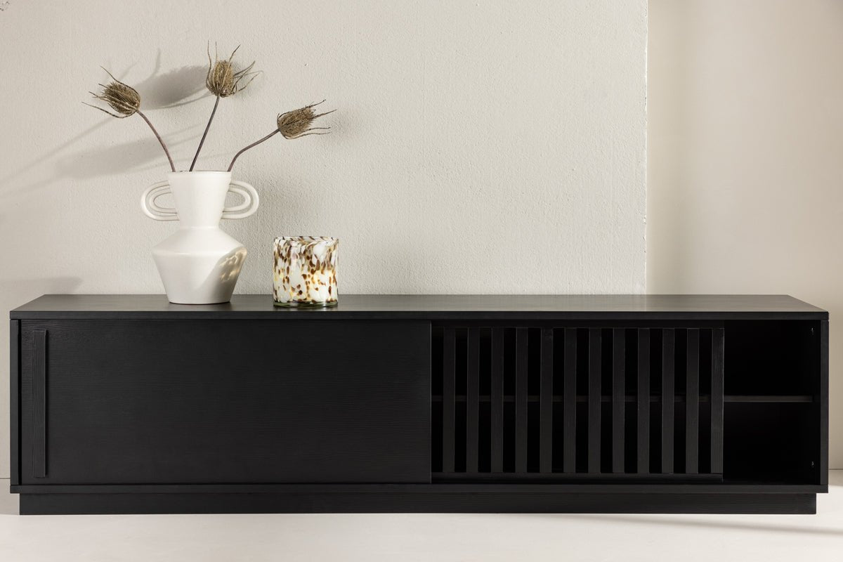 Designer TV-Lowboard Valero 180 cm MDF – Matt, mit Lamellenfront