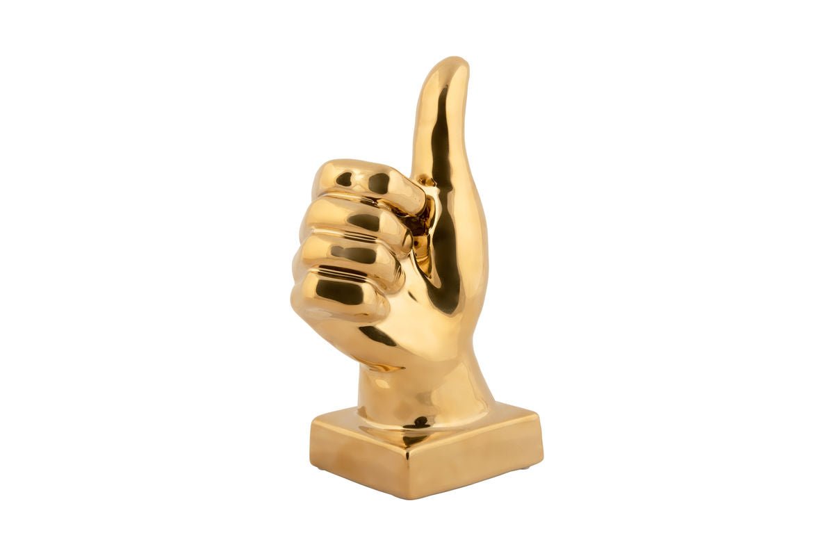 Statue „Thumbs“ – Keramikfigur mit glänzender Oberfläche