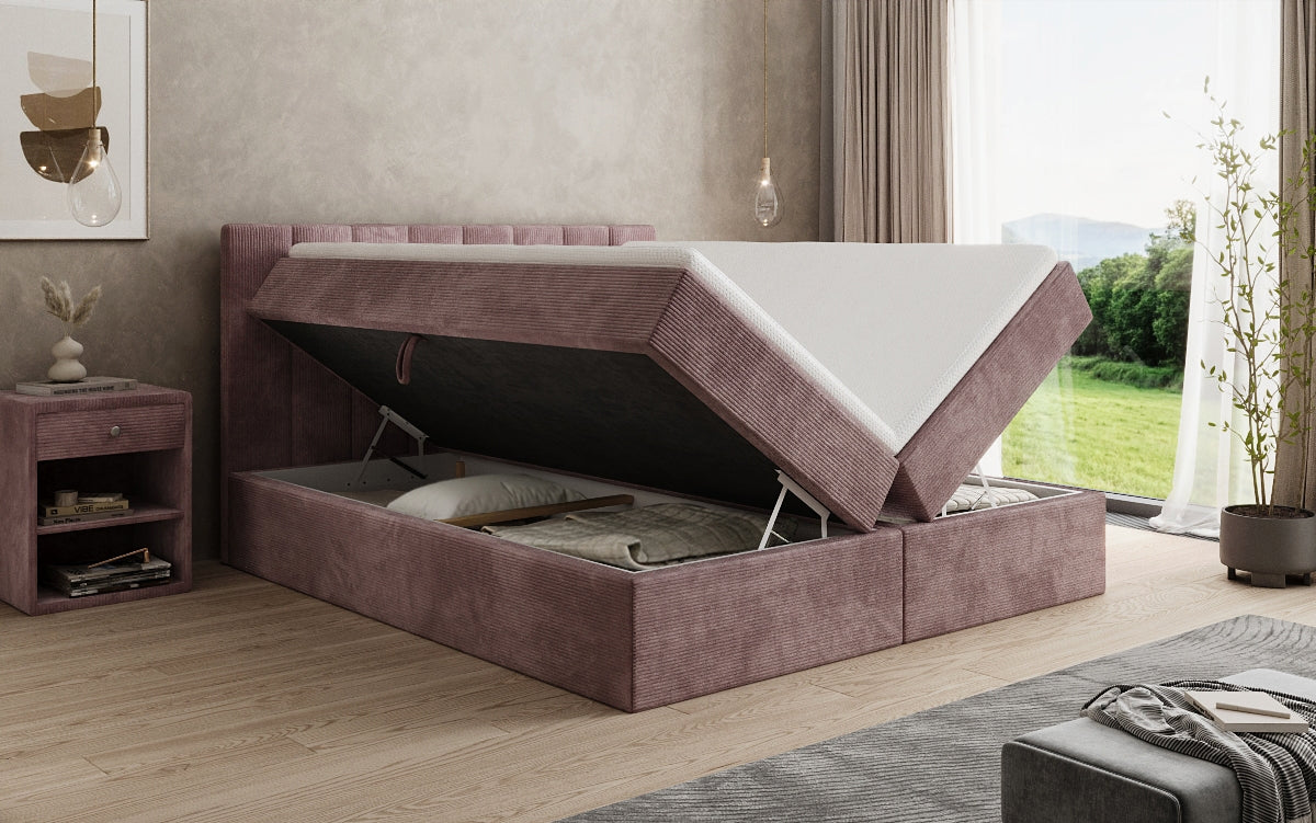 Boxspringbett Sofia in Cord mit Stauraum