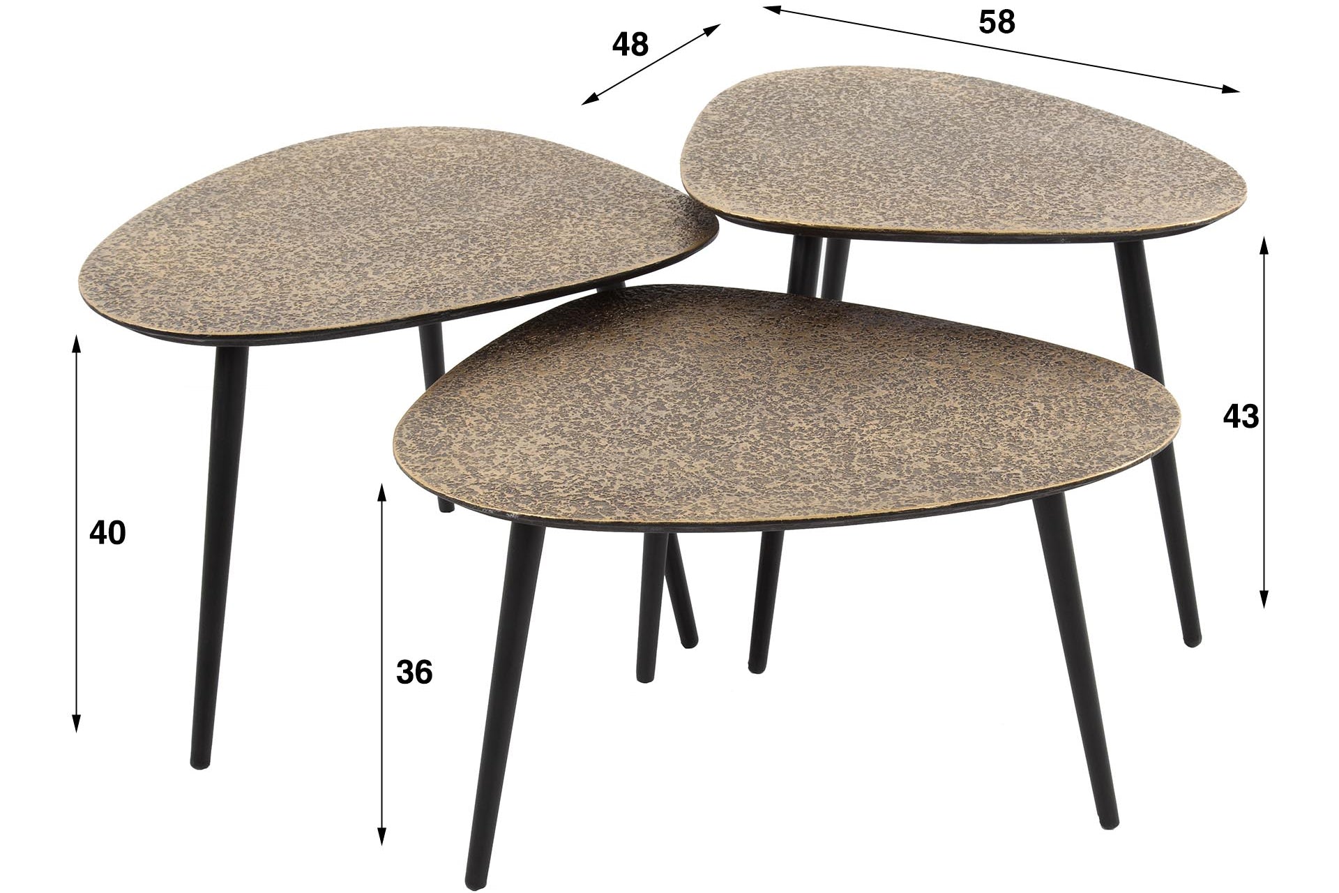 Couchtisch Umara - 3er Set in „Metallic“-Antikbronze/Gold im Dreieck-Design