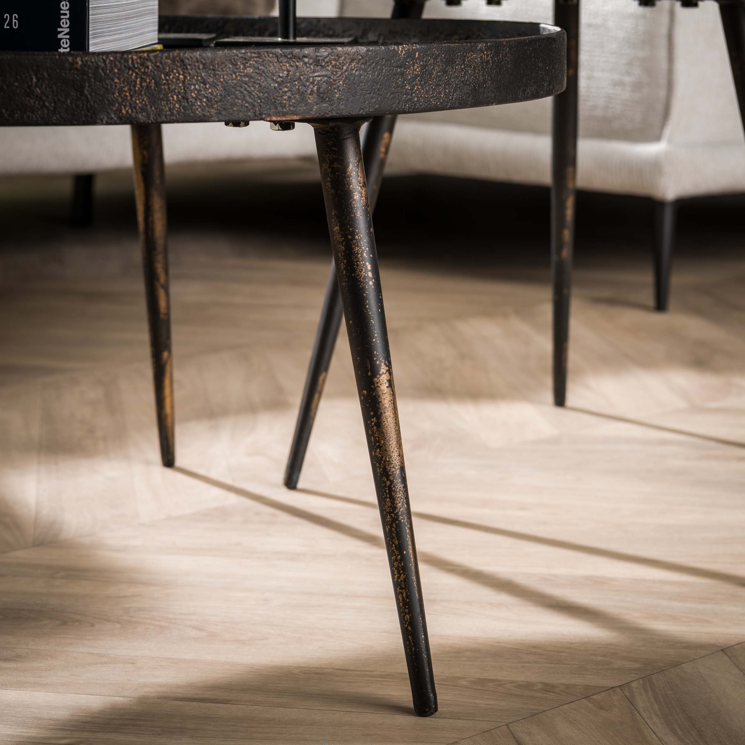 Couchtisch Chrysos - 2er Set in Grau Metallic mit erhöhtem Rand