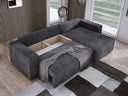 Designer Ecksofa Velanova mit Schlaffunktion und Stauraum aus Cord