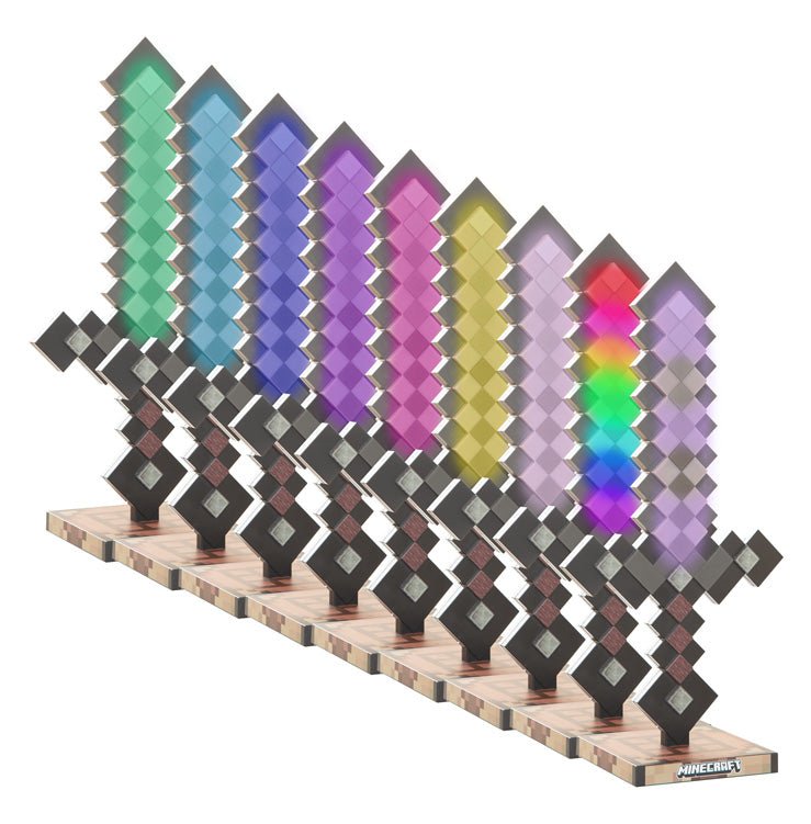 Minecraft LED-Tischlampe „Netherite Sword“ – mit Akku & Farbwechsel