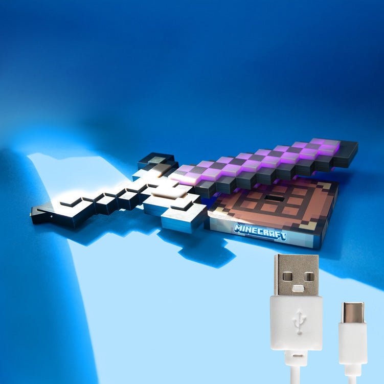 Minecraft LED-Tischlampe „Netherite Sword“ – mit Akku & Farbwechsel