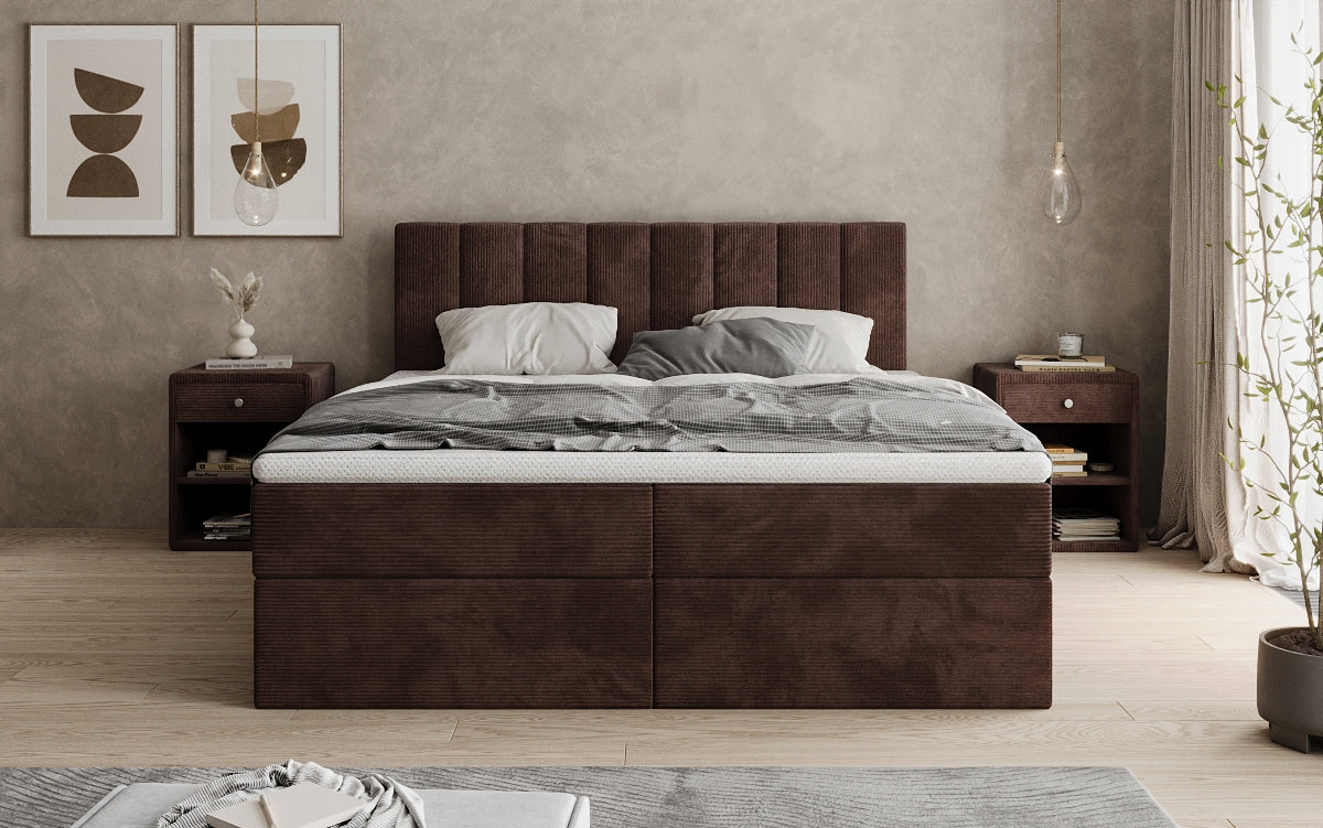 Boxspringbett Sofia in Cord mit Stauraum