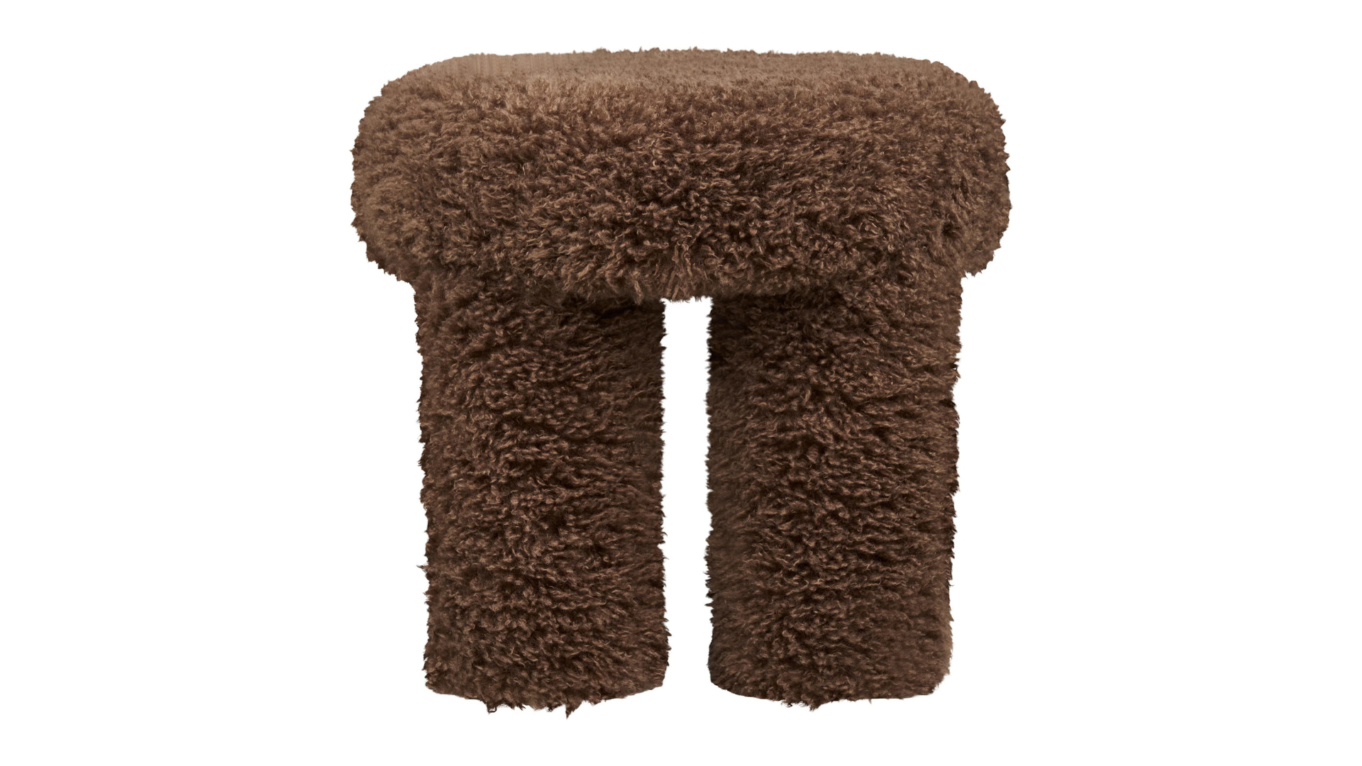 Beistellhocker Gibson - mit braunem Teddy-Polyester