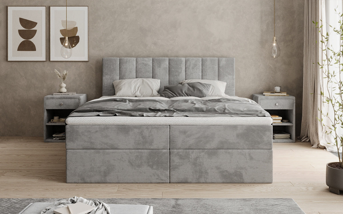 Boxspringbett Sofia in Cord mit Stauraum
