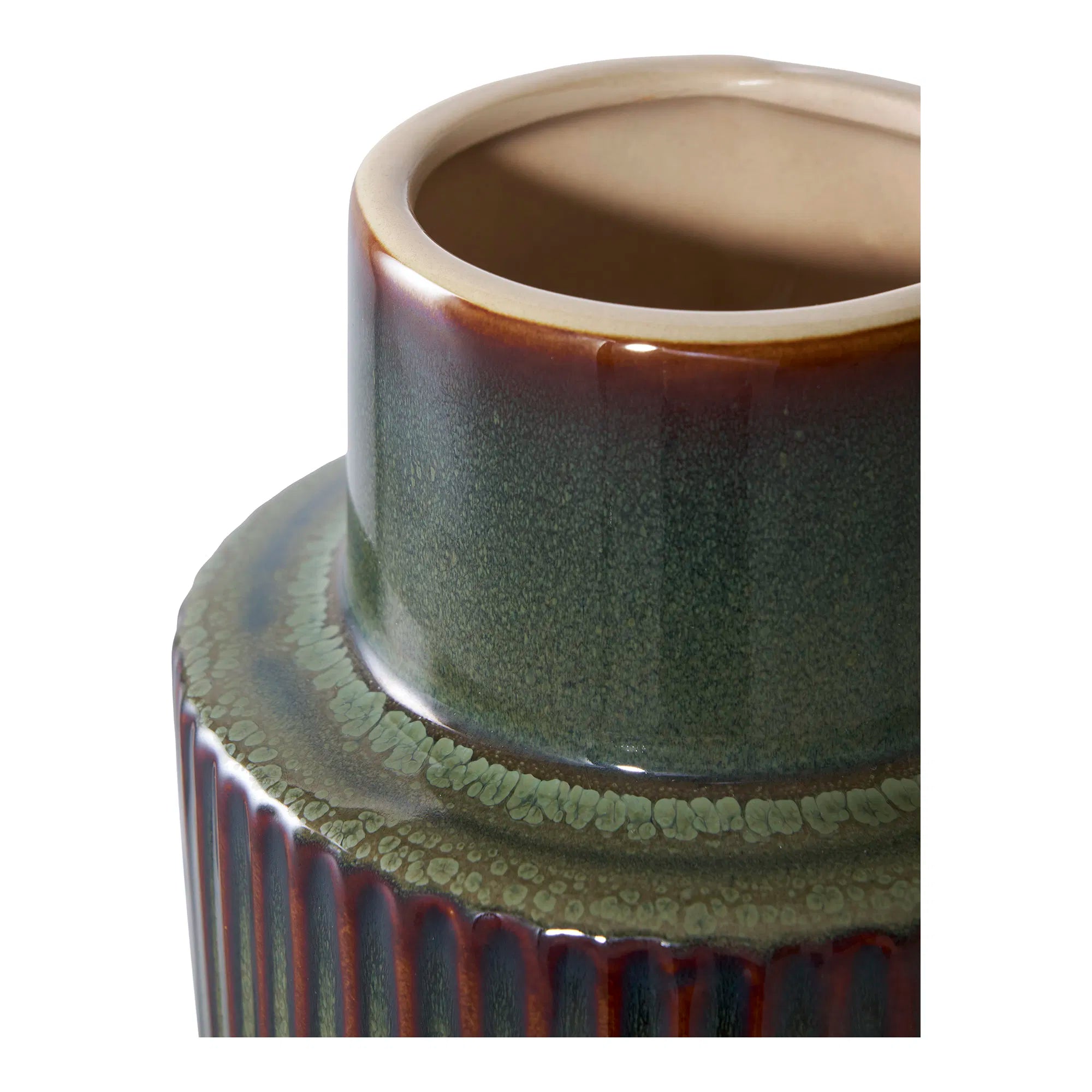 Vase „Mirella“ – Keramik in Grün-Braun, 30 cm