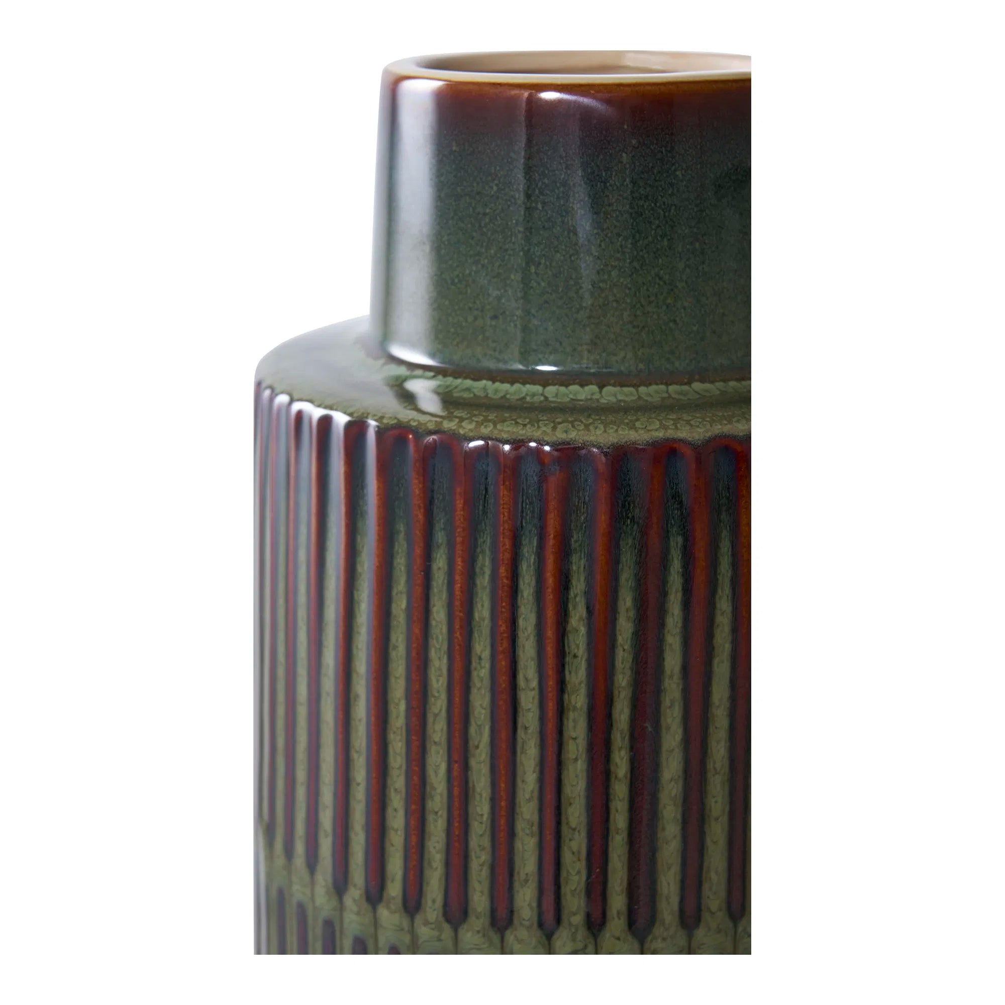 Vase „Mirella“ – Keramik in Grün-Braun, 30 cm
