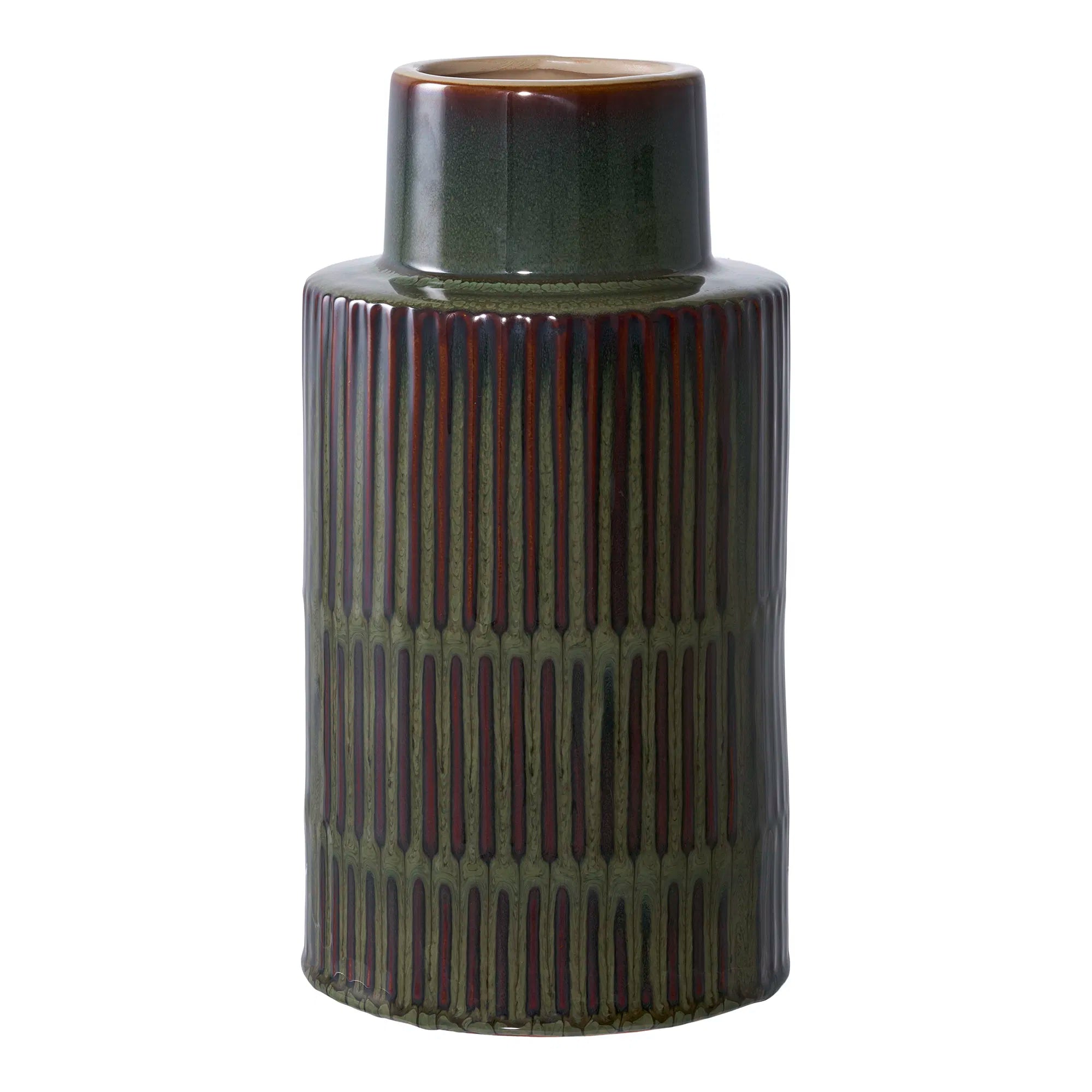 Vase „Mirella“ – Keramik in Grün-Braun, 30 cm